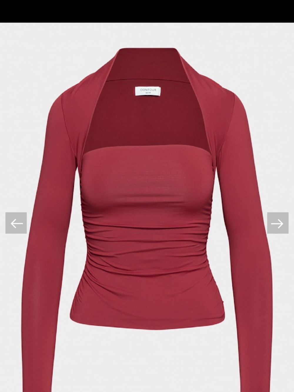 Aritzia Contour Long Sleeve Ruched Square Neck Top - Wine
